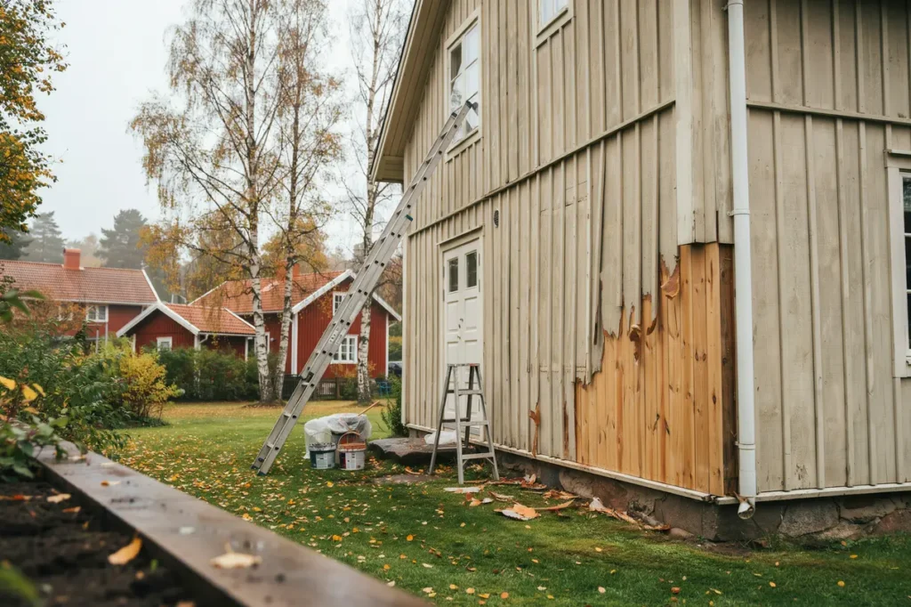september r r tt tid att renovera fasaden fixa sprickor panel och m lning innan h stregnen